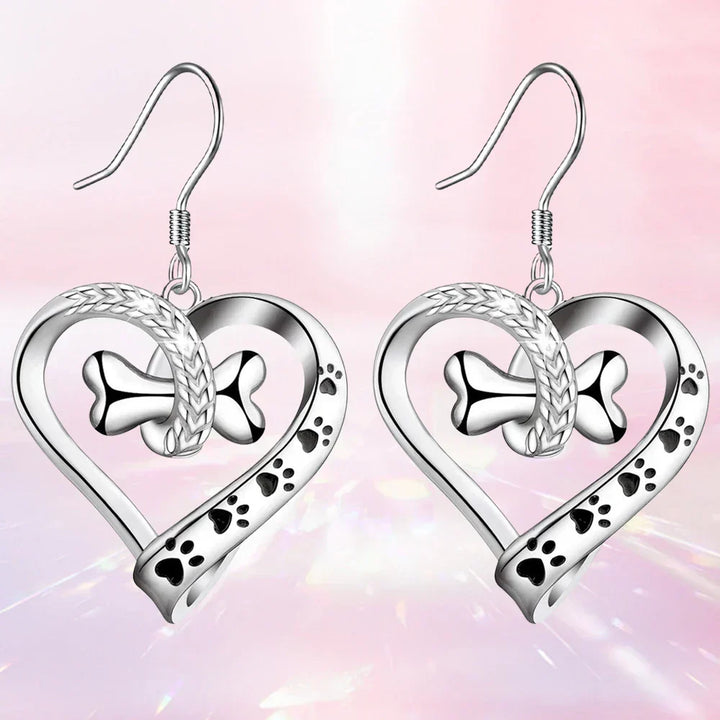 「犬の足跡とハート＆骨のジュエリーセット 2点セット」