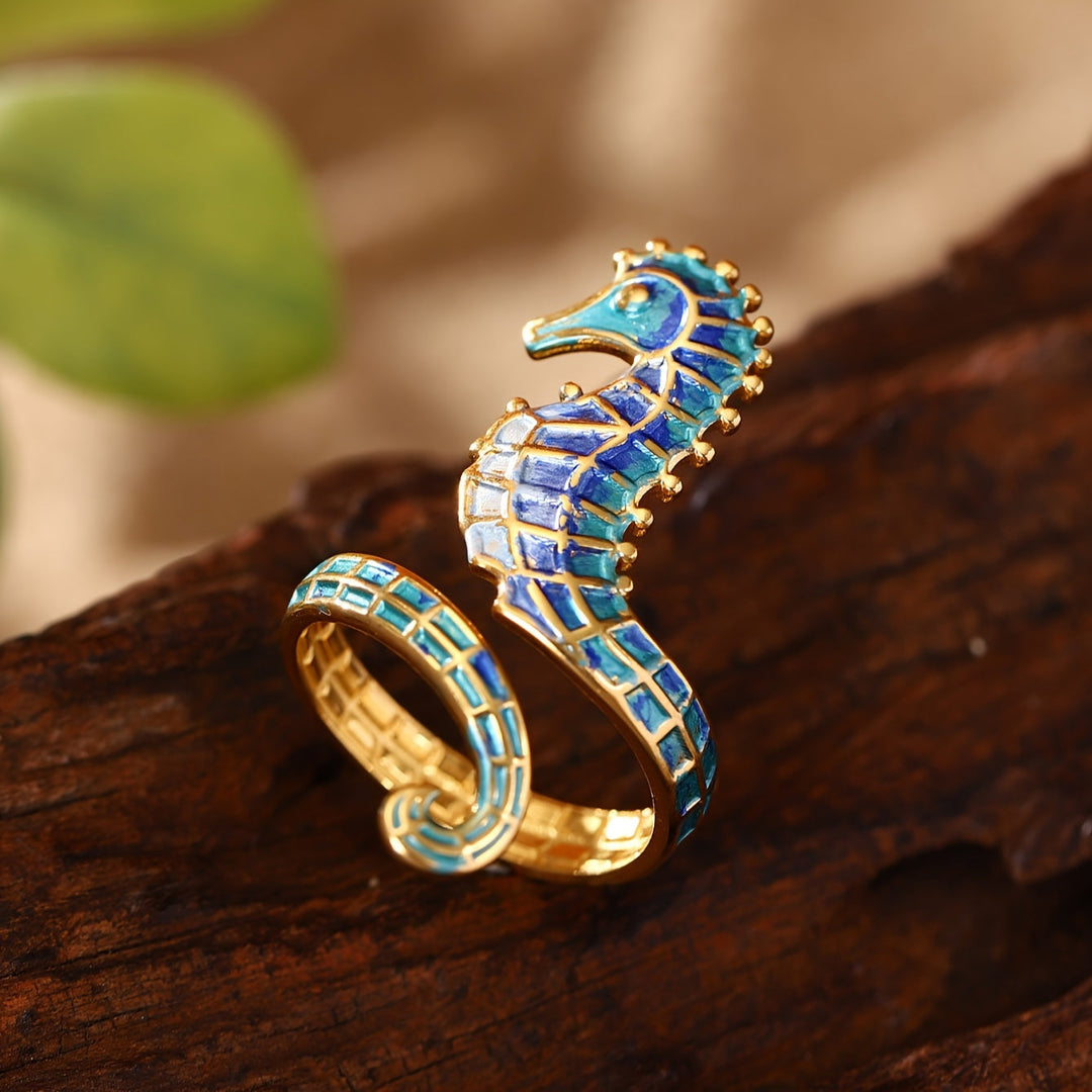 ステンレススチールのタツノオトシゴリング