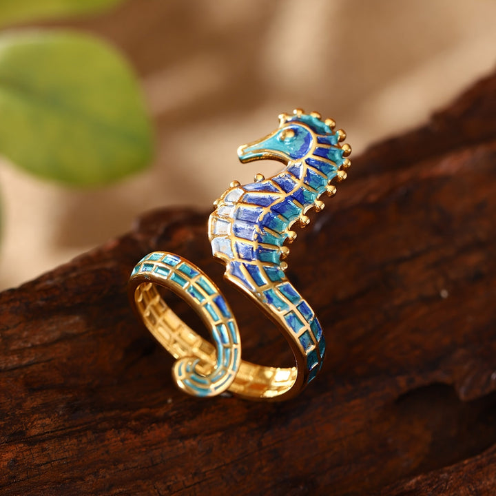 ステンレススチールのタツノオトシゴリング