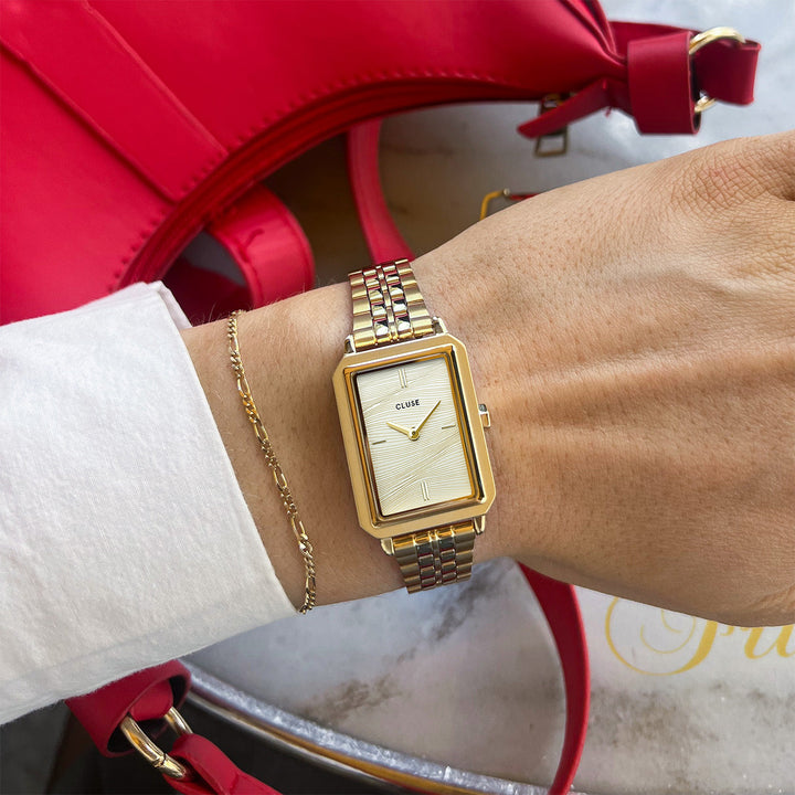 フリュエットウォッチ スチール、サンドテクスチャー フルゴールドカラー