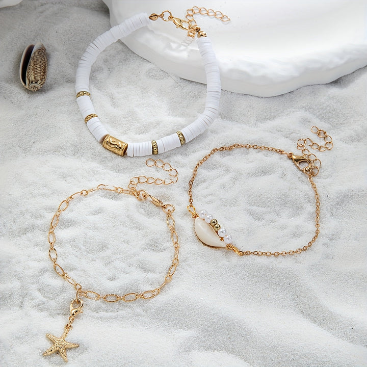 スターフィッシュレイヤードブレスレットセット