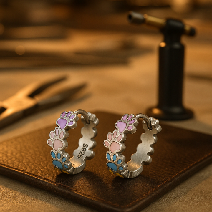 925スターシルバーリング カラフルパウズ フープイヤリング