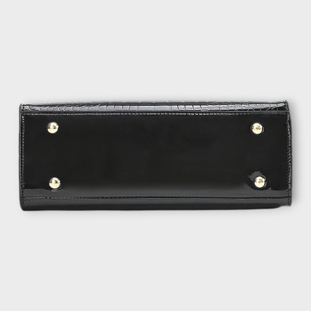 オリビア - グロッシー クロコダイルパターン ハンドバッグ