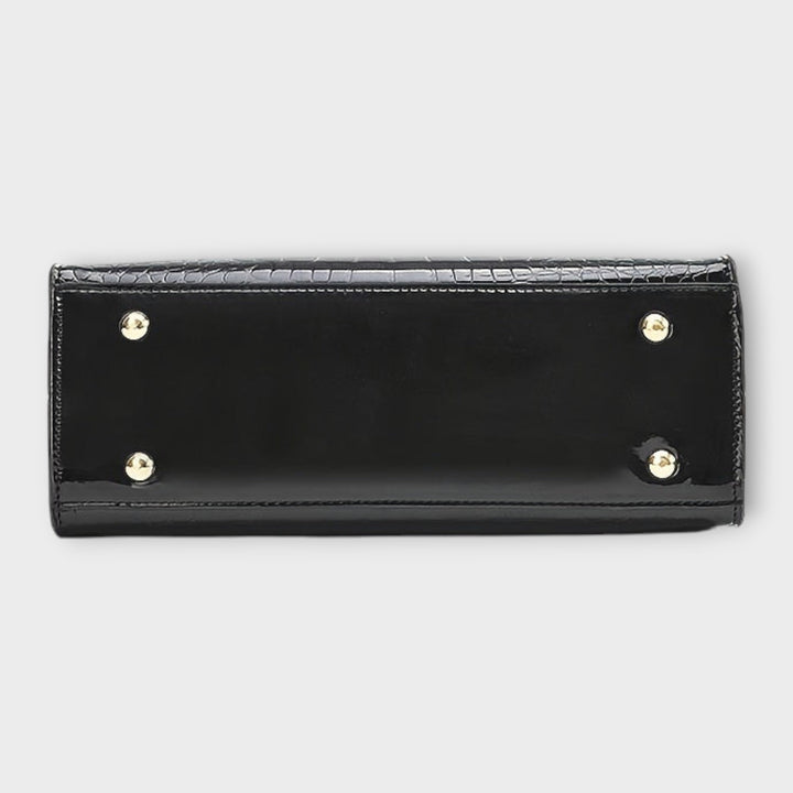 オリビア - グロッシー クロコダイルパターン ハンドバッグ