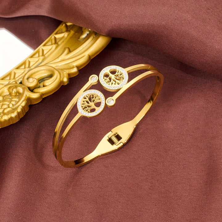 ハナ | ラインストーンツリー カフブレスレット