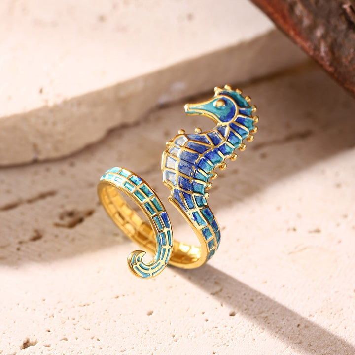 ステンレススチールのタツノオトシゴリング