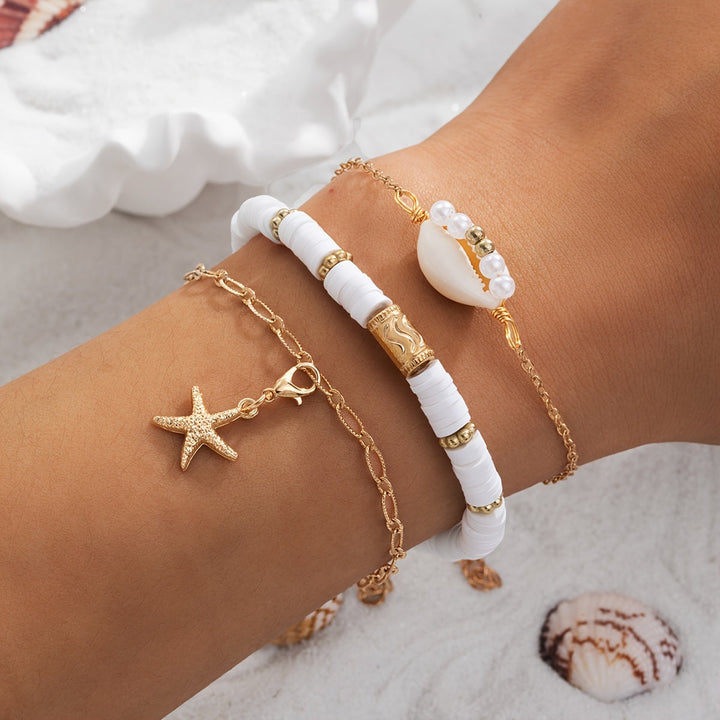 スターフィッシュレイヤードブレスレットセット