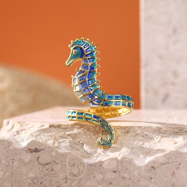 ステンレススチールのタツノオトシゴリング