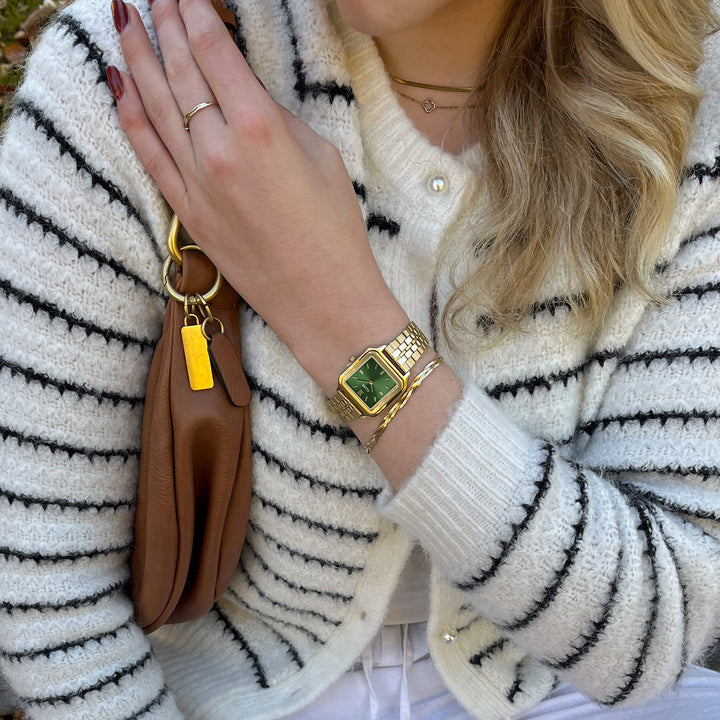 グラシューズウォッチ スチール、フォレストグリーン、ゴールドカラー