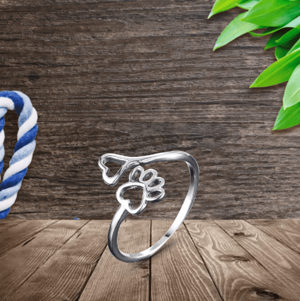 サイズ調整可能なステンレススチール製パウハートリング