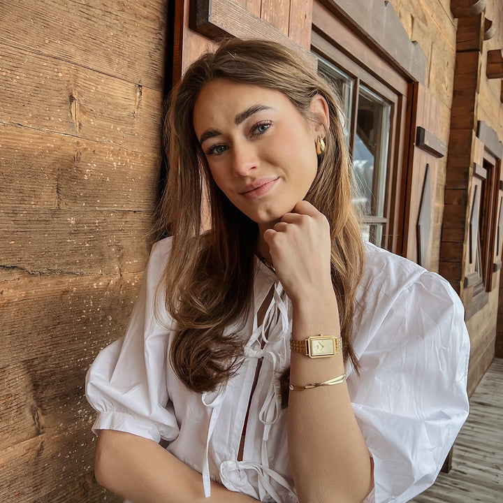 フリュエットウォッチ スチール、サンドテクスチャー フルゴールドカラー