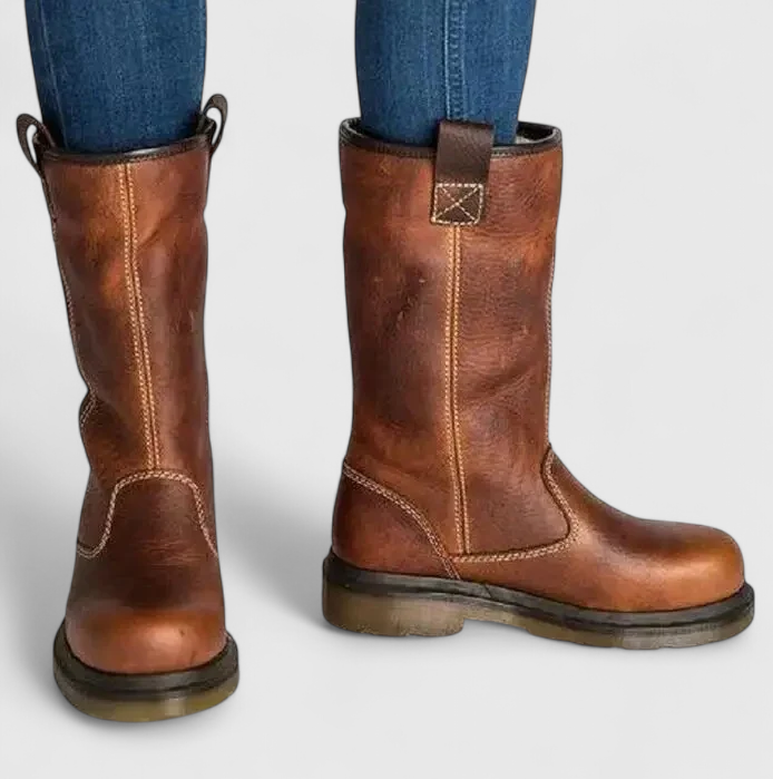 シャリーン - フェイクレザー製冬用ブーツ