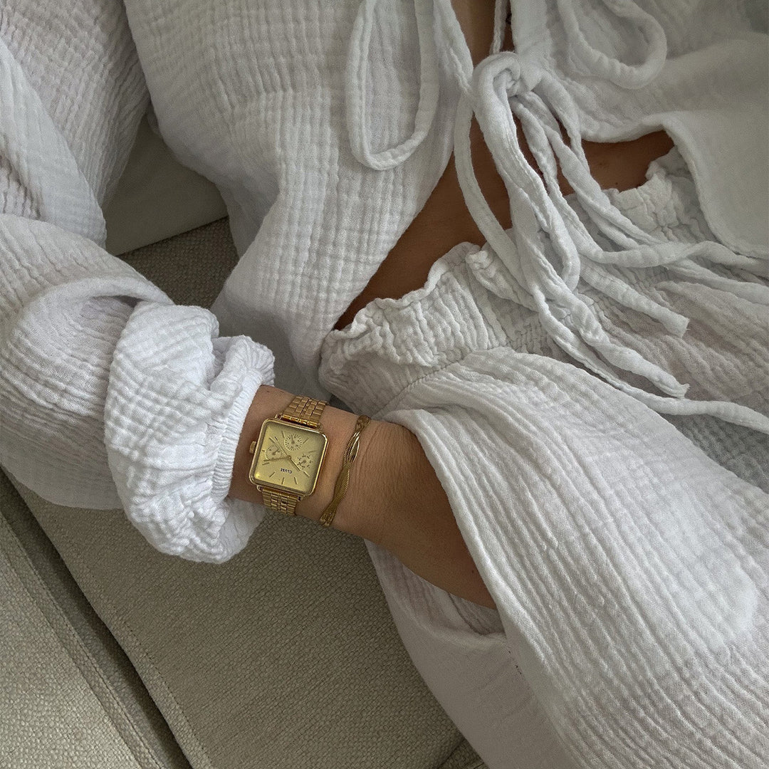 ラ・テトラゴン マルチファンクションウォッチ スチール、フルゴールドカラー