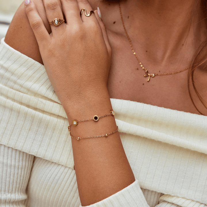 オニラ | オニキス＆ホワイトストーンブレスレット