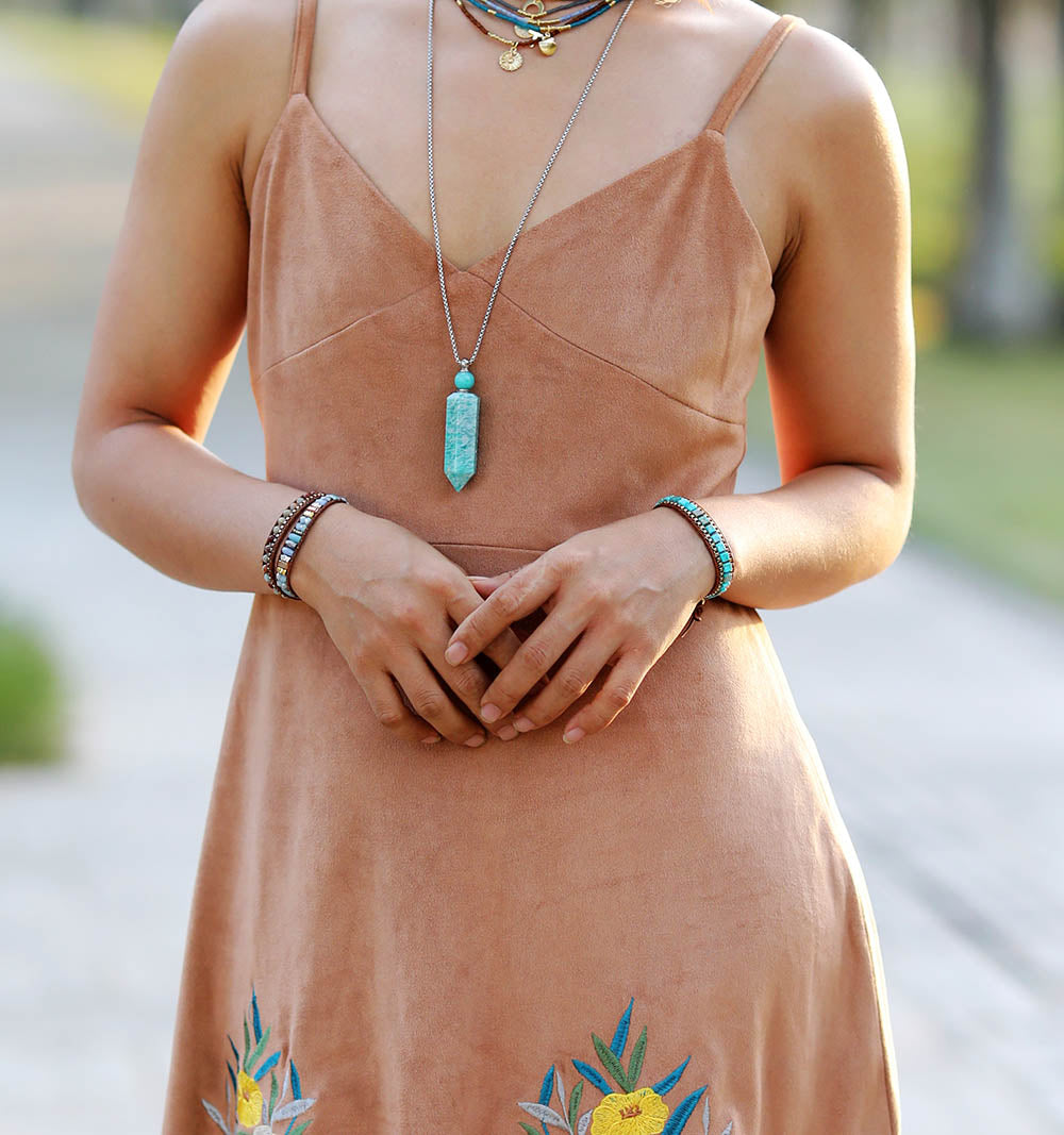 ソフィア | ターコイズ編みチェーンブレスレット