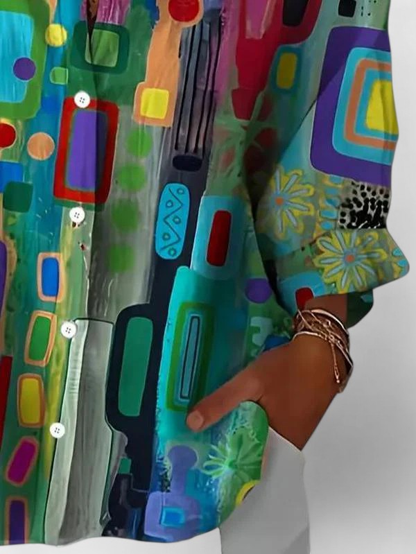 ローズ™ | エレガントなジオメトリックパターンブラウス