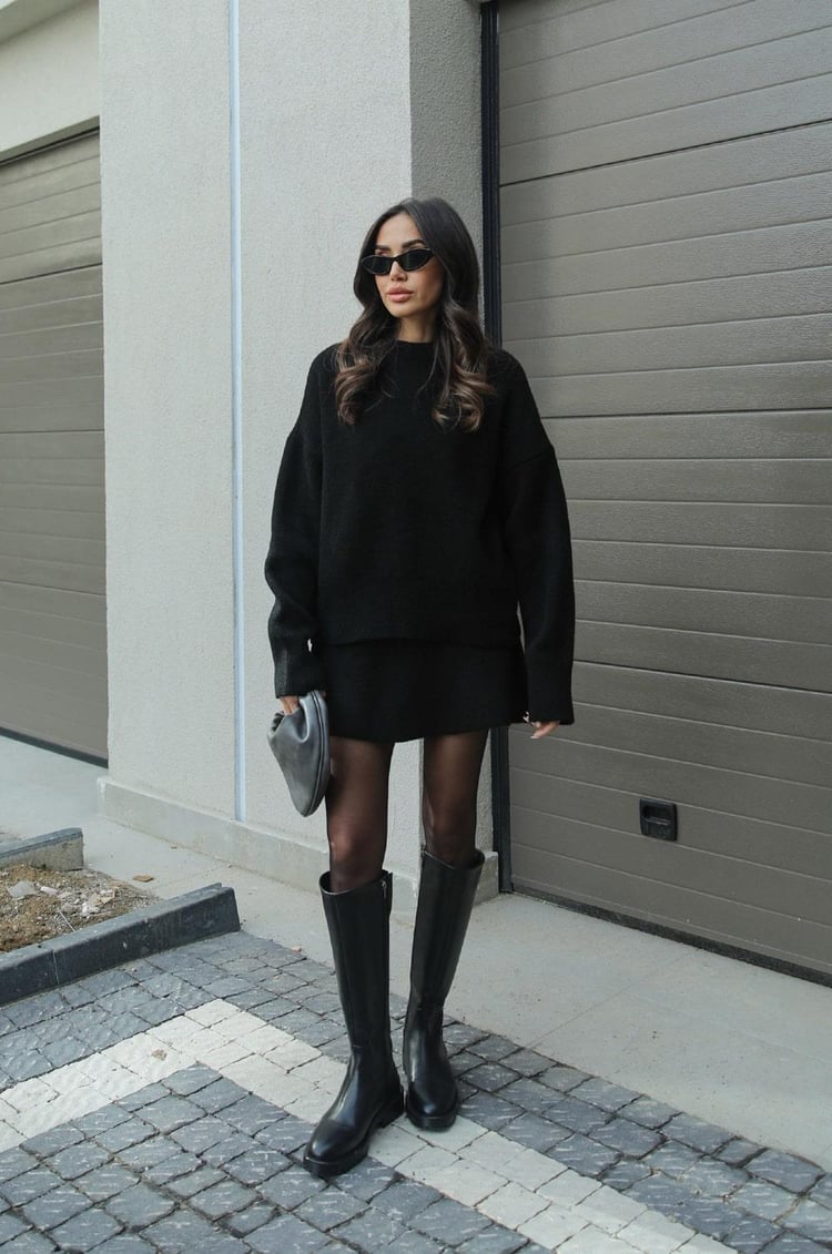 Cindra - ニットトップスとミニスカートのセット