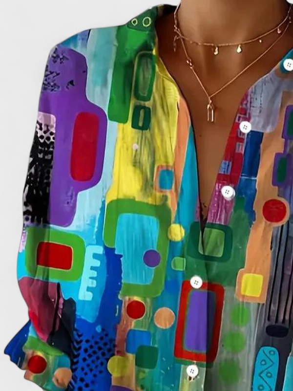 ローズ™ | エレガントなジオメトリックパターンブラウス