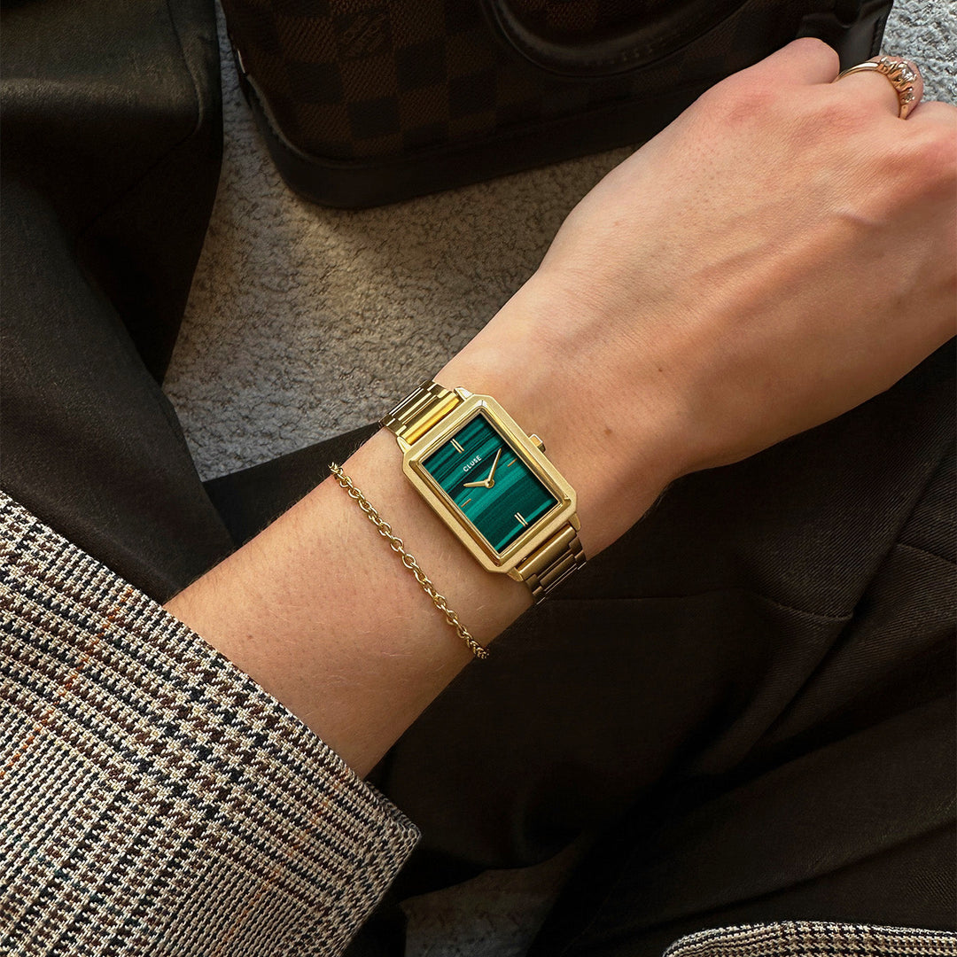 フルエットウォッチ スチール、グリーン、ゴールドカラー