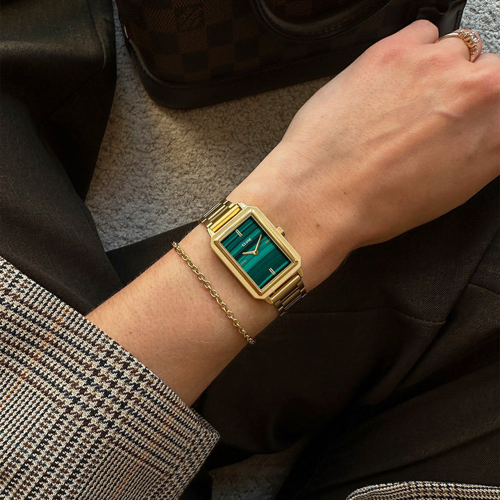 フルエットウォッチ スチール、グリーン、ゴールドカラー